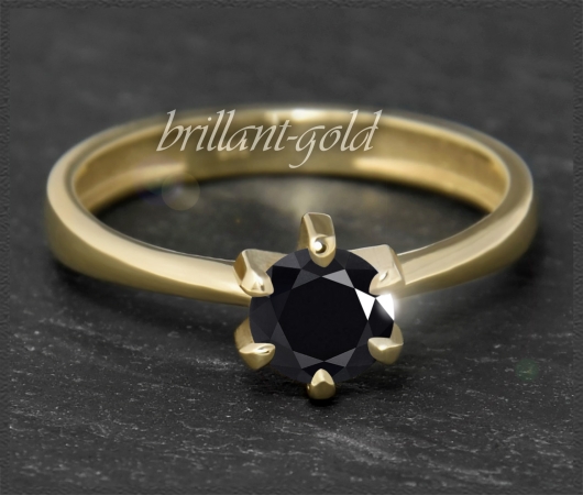 Brillant Ring aus 585 Gelbgold; 1,05ct, schwarz